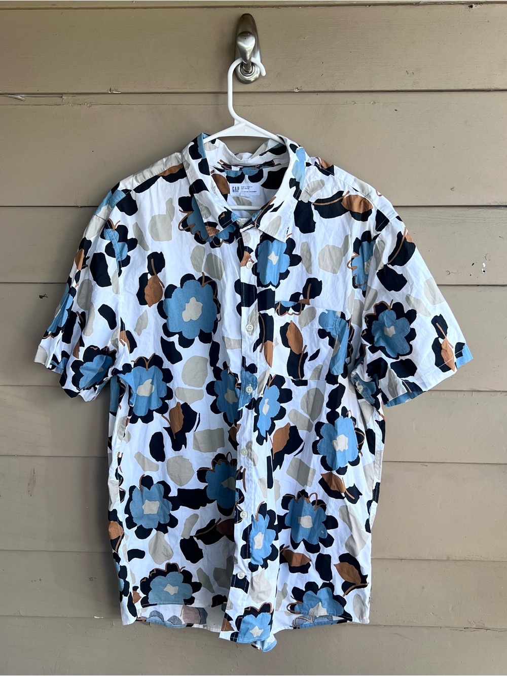 GAP Slim Fit Stretch Soft Poplin Button Down Shirt Size XXL Cotton Summer